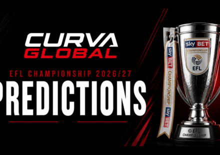 EFL Championship 2026/27 predictions graphic with trophy - West Ham favourites for promotion alongside Birmingham City and Wrexham on CurvaGlobal
