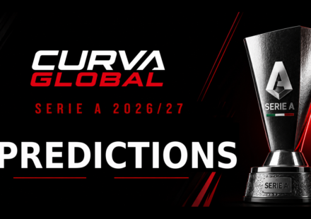 Serie A 2026/27 Predictions graphic featuring the Serie A trophy - Inter Milan, Juventus