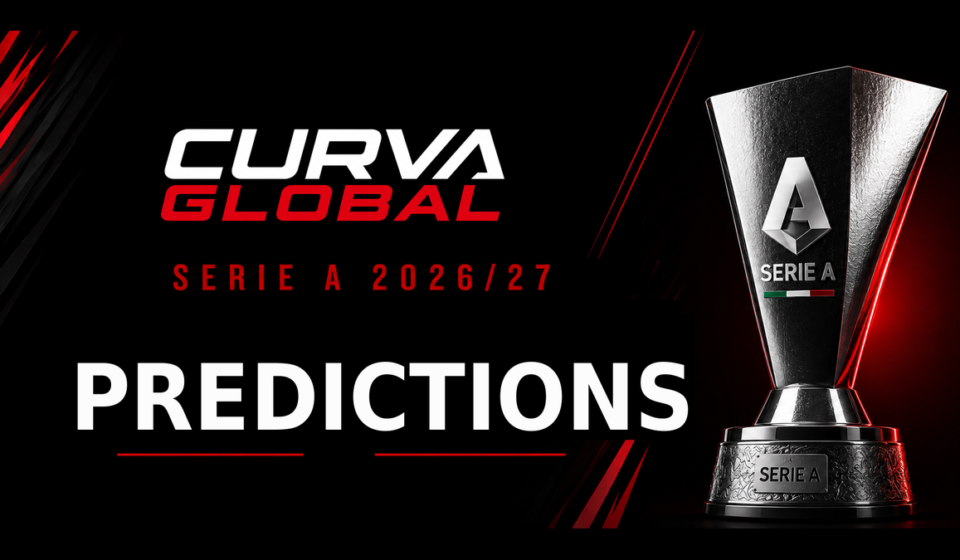 Serie A 2026/27 Predictions graphic featuring the Serie A trophy - Inter Milan, Juventus