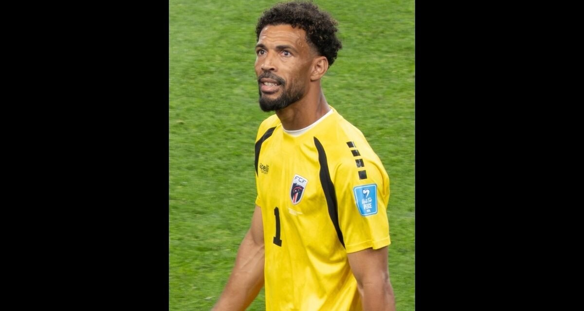 Vozinha in Cabo Verde goalkeeper kit during the 2026 FIFA World Cup match against Saudi Arabia