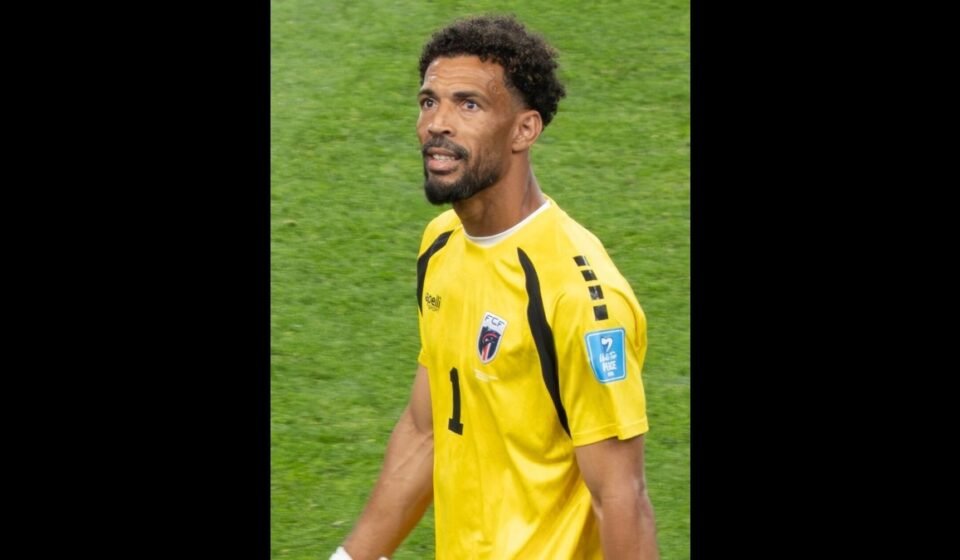 Vozinha in Cabo Verde goalkeeper kit during the 2026 FIFA World Cup match against Saudi Arabia