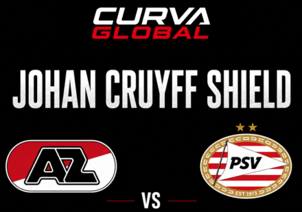 AZ Alkmaar vs PSV Eindhoven Johan Cruyff Shield matchup graphic with club badges