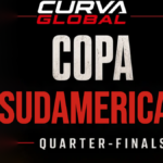 CurvaGlobal graphic for Copa Sudamericana 2026 quarter-finals with the tournament trophy