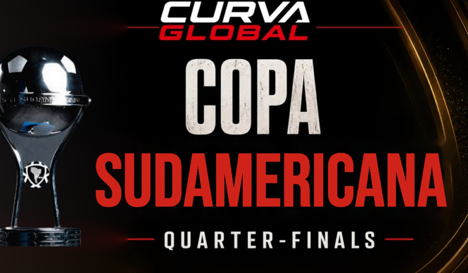 CurvaGlobal graphic for Copa Sudamericana 2026 quarter-finals with the tournament trophy